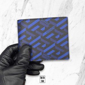 *NEW* Versace La Greca Leather Bifold Wallet Blue NEW SEASON